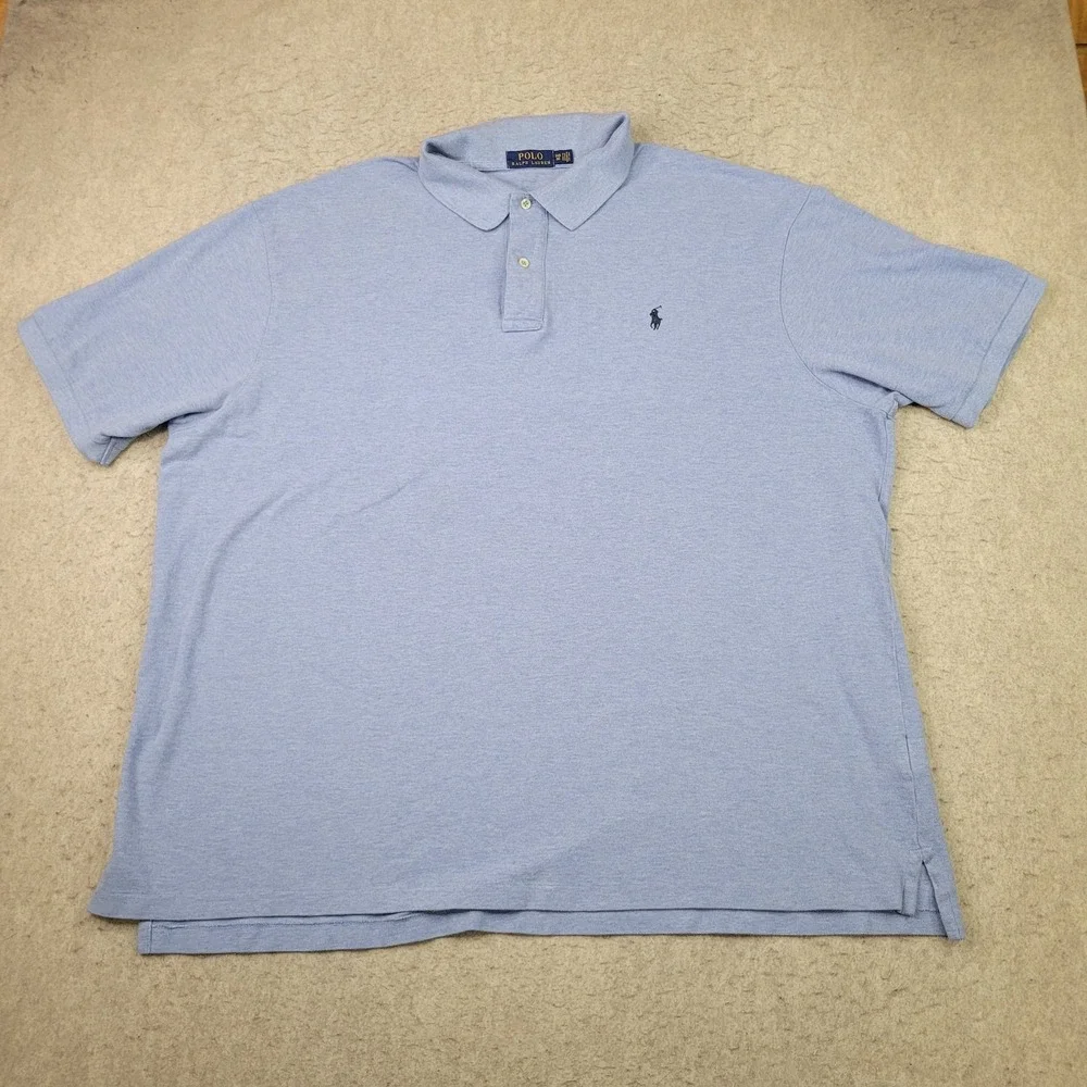 Polo Ralph Lauren Shirt Mens 3XB Big Blue Short Sleeve Polo Preppy 100% Cotton‎